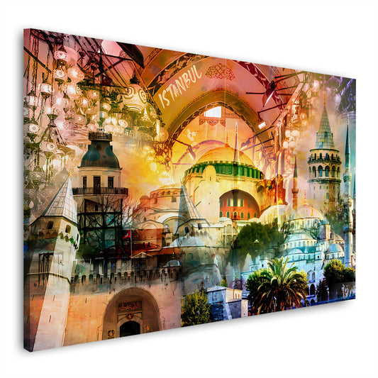 Quadro città Istanbul architettura monumenti pop art orientale