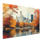 Quadro città New York autunno Central Park barche skyline moderno
