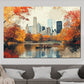 Quadro città New York autunno Central Park barche skyline moderno