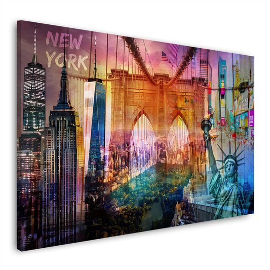 Quadro città New York skyline architettura pop art