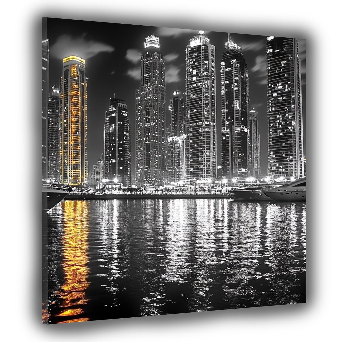 Quadro città New York skyline notte riflesso lusso moderno