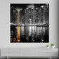 Quadro città New York skyline notte riflesso lusso moderno