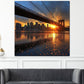 Quadro città New York tramonto ponte skyline riflesso moderno