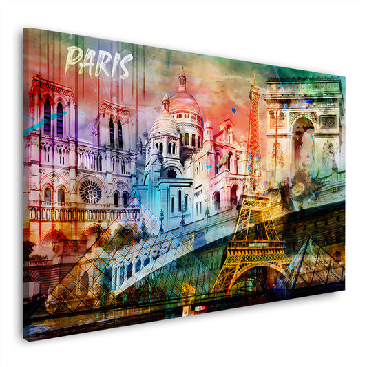 Quadro città Parigi attrazioni famose torre eiffel