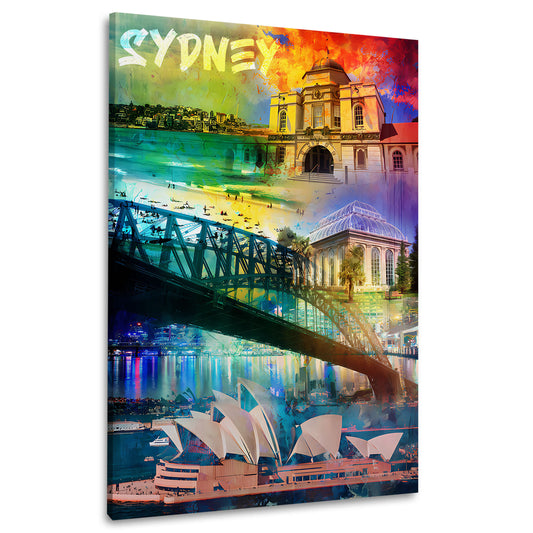Quadro città Sydney mare opera ponte