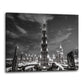 Quadro città dubai burj khalifa skyline bianco e nero architettura notturna