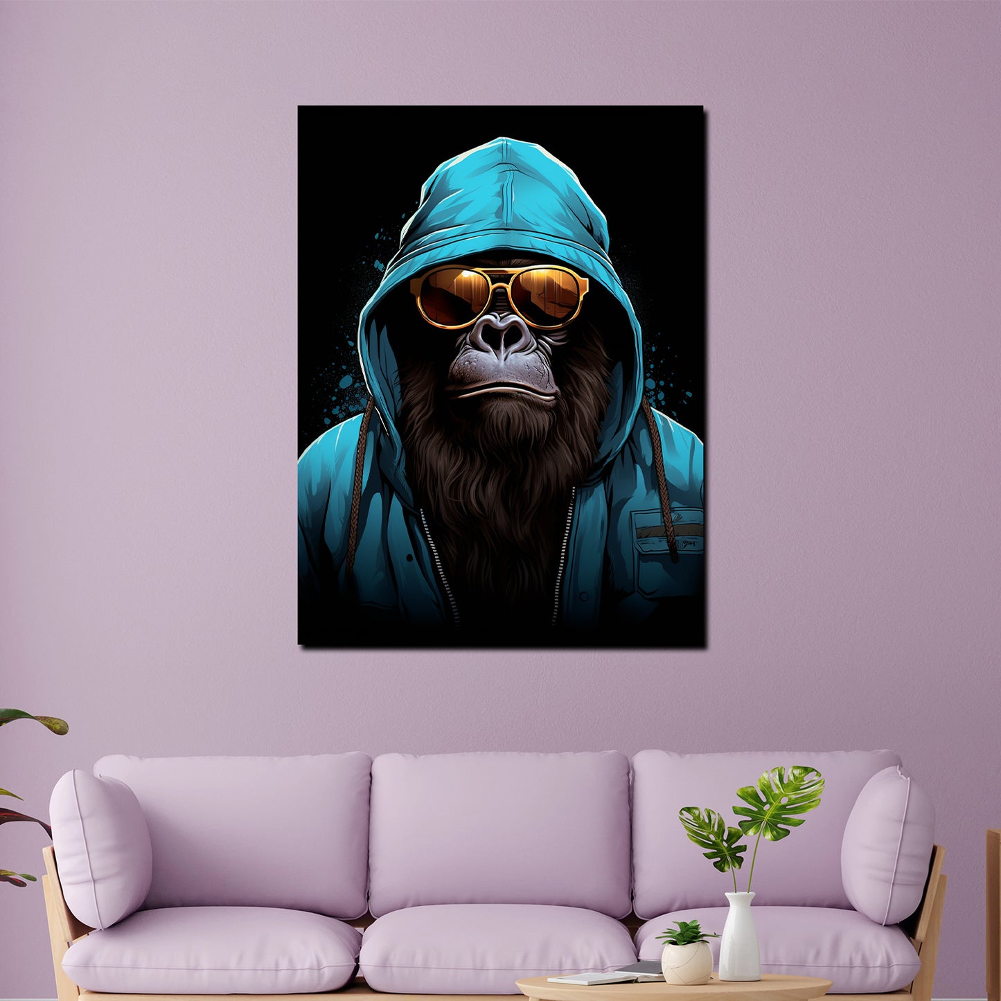 Quadro cool gorilla con hoodie