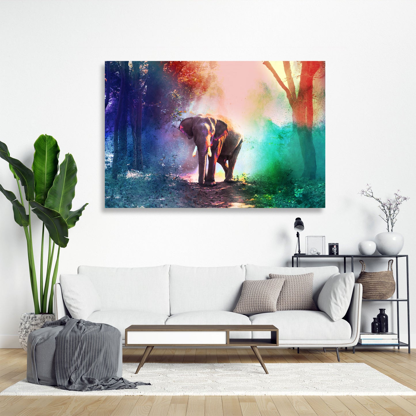 Quadro elefante astratto nella foresta