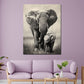 Quadro elefanti bianco nero affetto famiglia natura eleganza