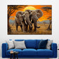 Quadro elefanti tramonto savana natura