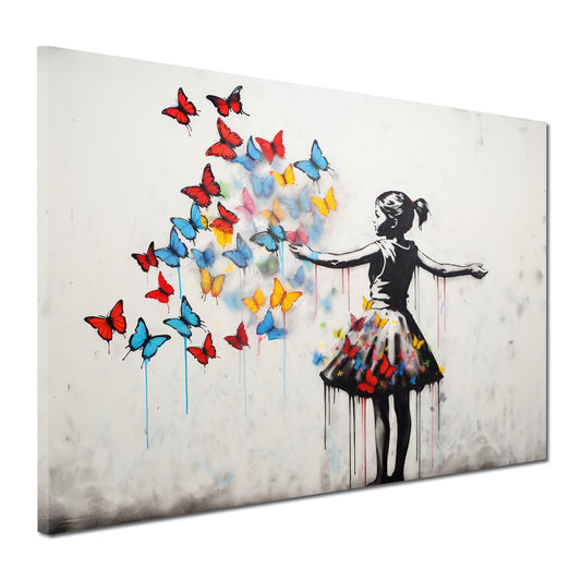 Quadro farfalle ragazza street art