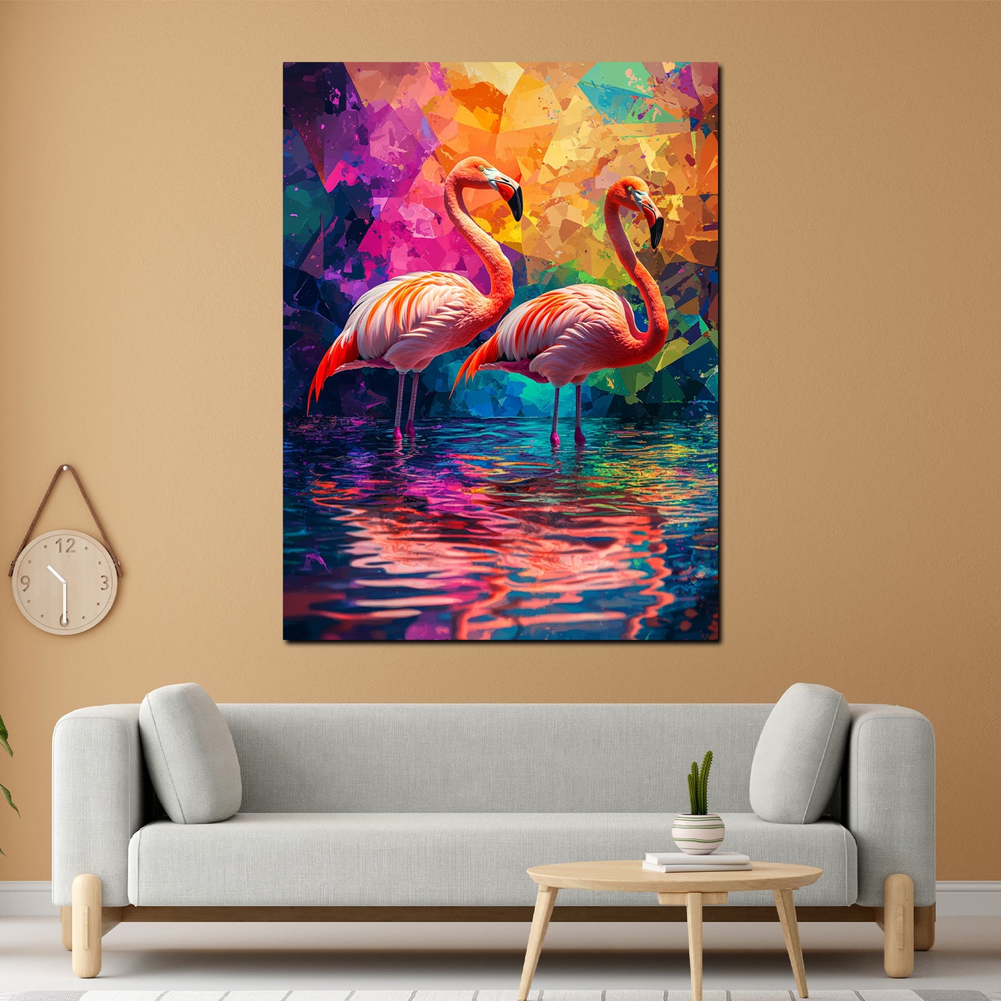 Quadro fenicotteri Pop Art colori acqua natura moderno