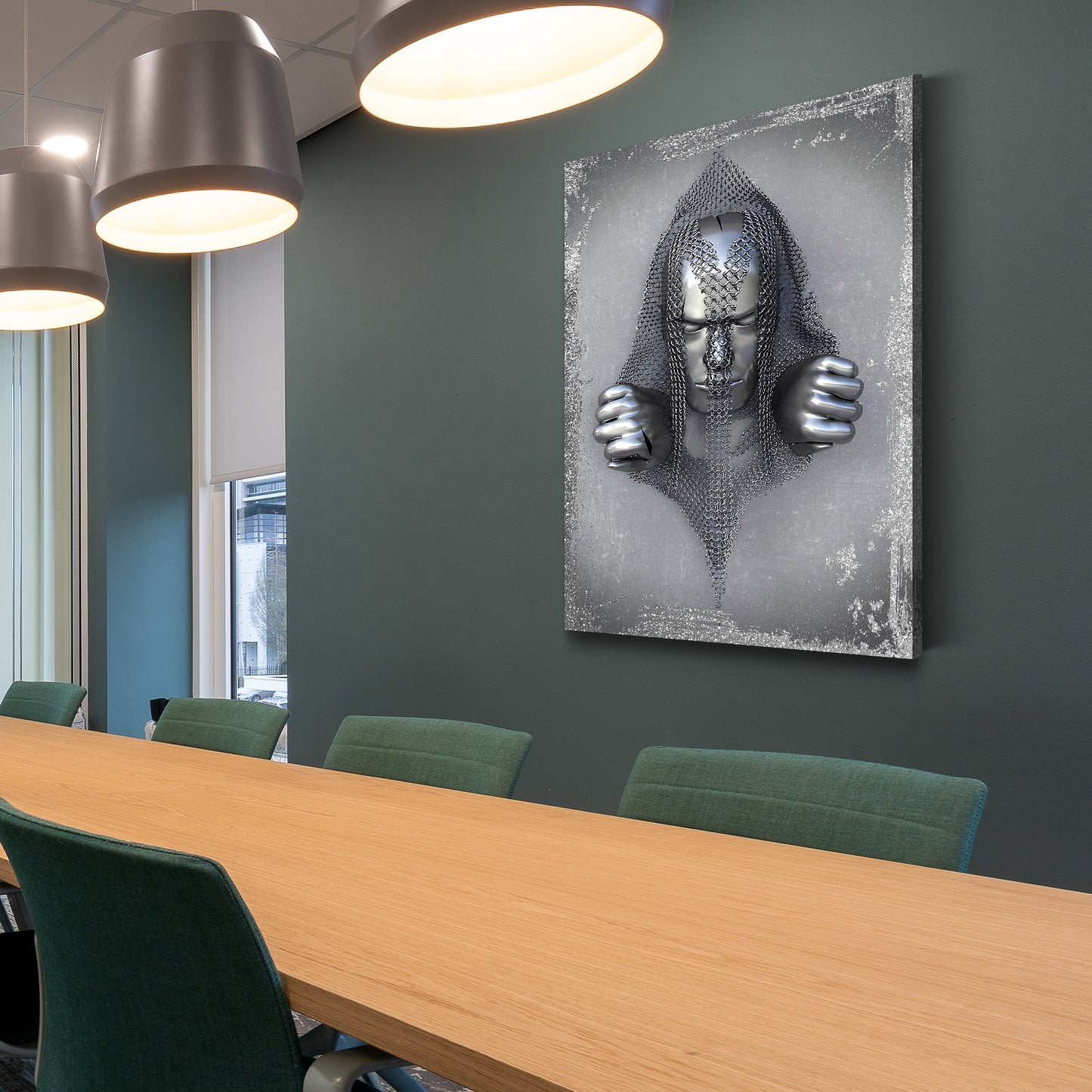 Quadro figura astratta stile metallo Catene Arte murale metallica body silver style
