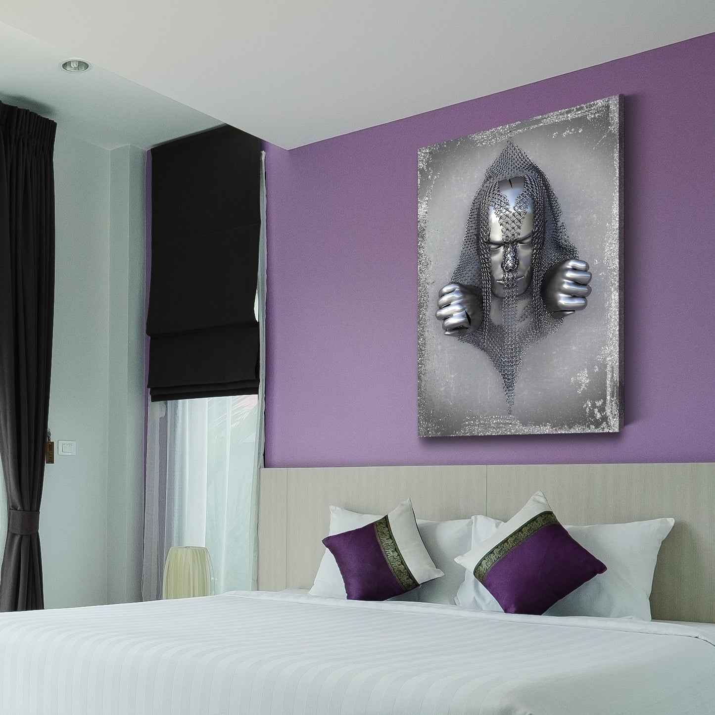 Quadro figura astratta stile metallo Catene Arte murale metallica body silver style