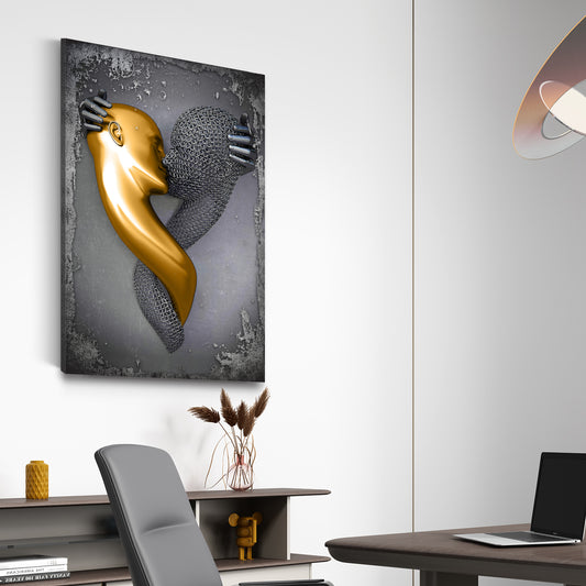 Quadro figura astratta stile metallo Kiss Arte murale metallica body
