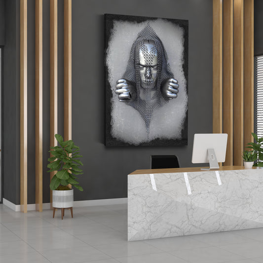 Quadro figura astratta stile metallo catene arte murale metallica corpo