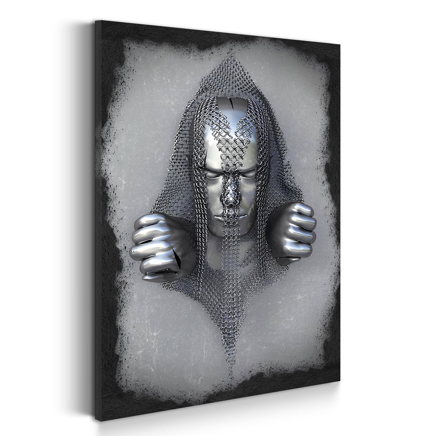 Quadro figura astratta stile metallo catene arte murale metallica corpo