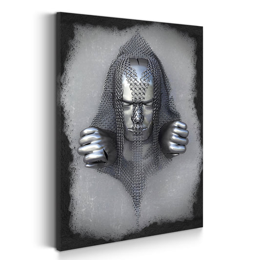 Quadro figura astratta stile metallo catene arte murale metallica corpo