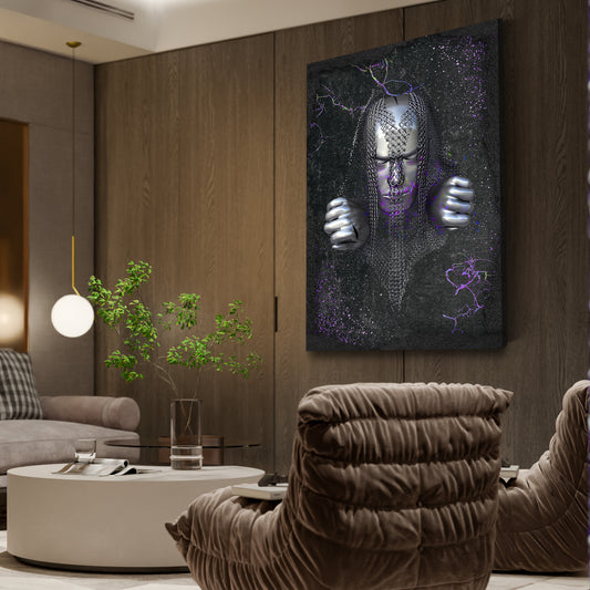 Quadro figura astratta stile metallo face colour arte murale metallica corpo