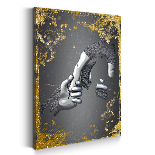 Quadro figura astratta stile metallo mani arte murale metallica corpo