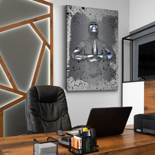 Quadro figura astratta stile metallo praying arte murale metallica body silver style