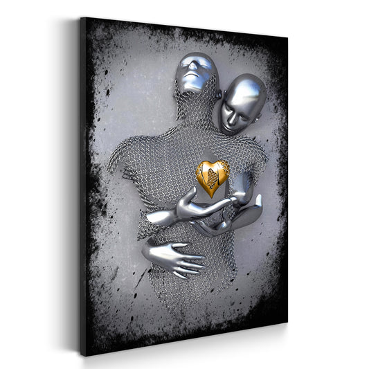 Quadro figura astratta stile metallo Two Lovers arte in metallo cuore