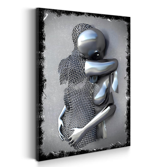 Quadro figura astratta stile metallo Two Lovers arte in metallo