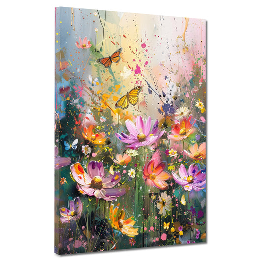Quadro fiori colorati farfalle arte pop moderna