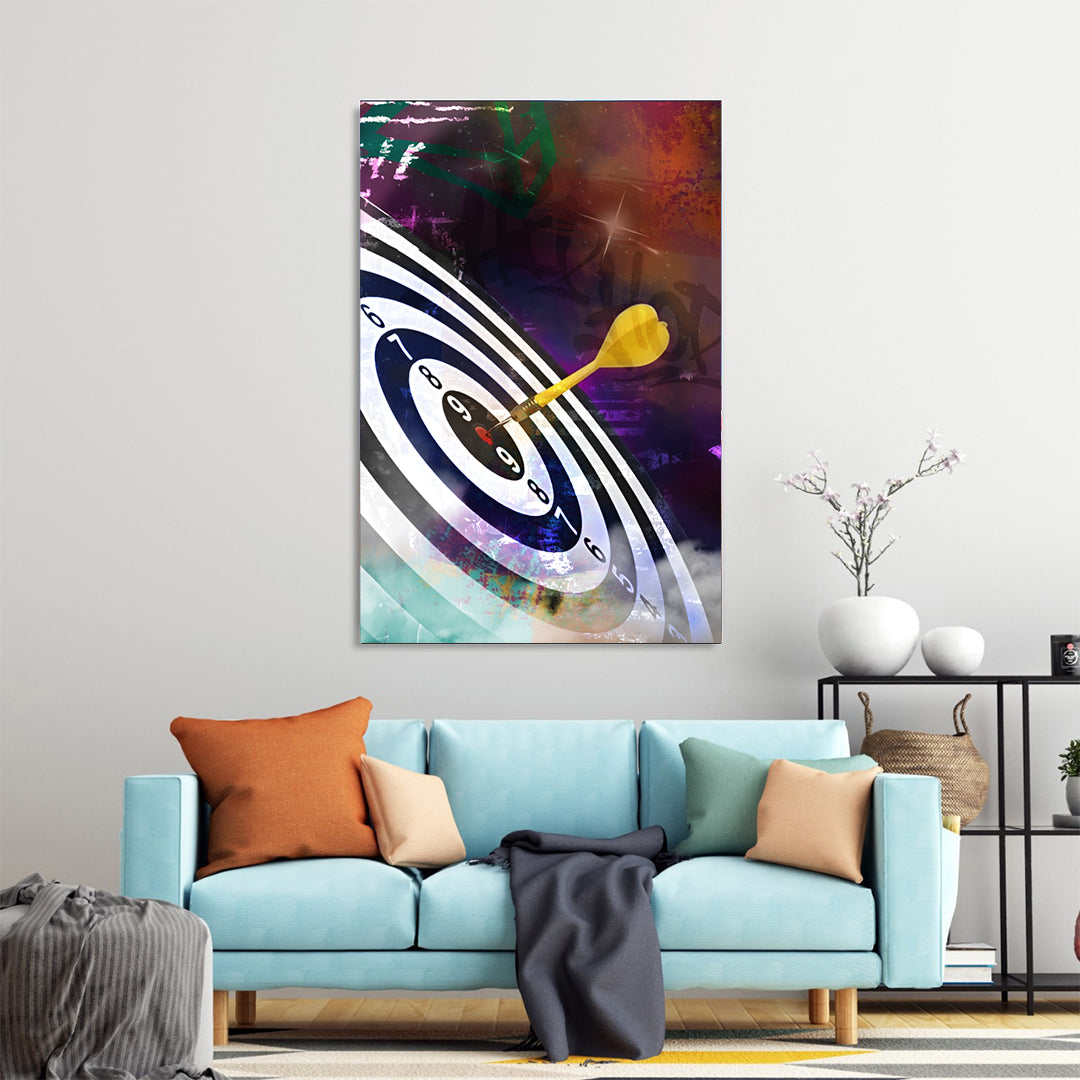 Quadro freccetta artistico con bersaglio e stile graffiti