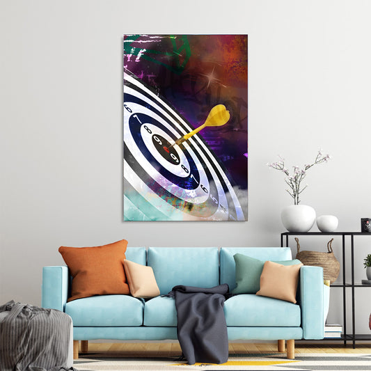 Quadro freccetta artistico con bersaglio e stile graffiti