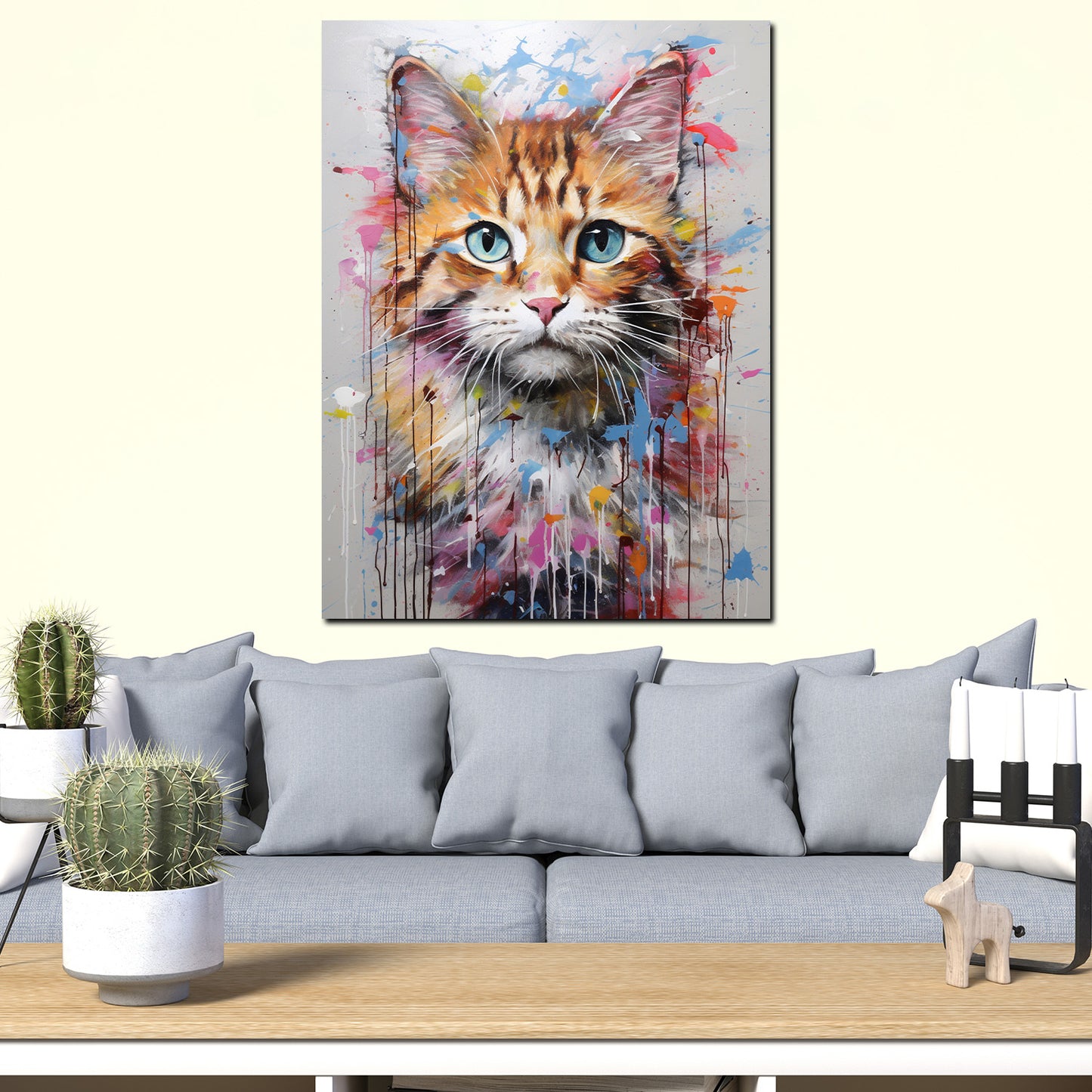 Quadro gatto carino splash colour