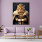 Quadro gatto reale con corona abito sontuoso nobiltà lusso maestà moderno