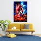 Quadro giocatore di baseball in azione con colori vivaci