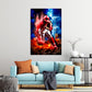 Quadro giocatore di baseball in azione con colori vivaci