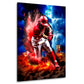 Quadro giocatore di baseball in azione con colori vivaci