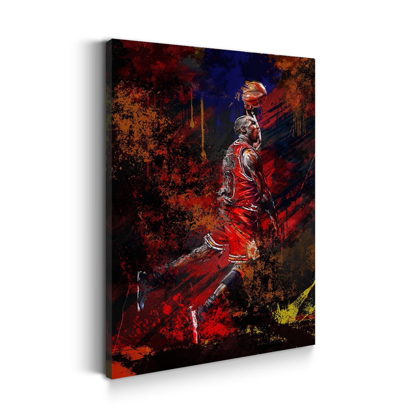 Quadro giocatore di basket in azione con colori vivaci