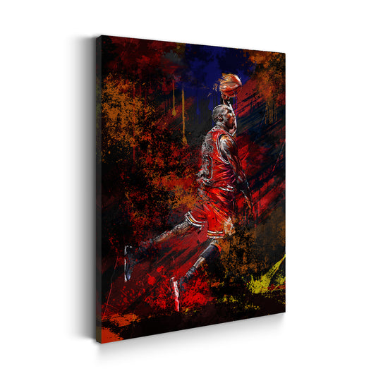 Quadro giocatore di basket in azione con colori vivaci
