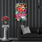 Quadro graffiti pop art cuore con scritta Dream Big e colori vivaci