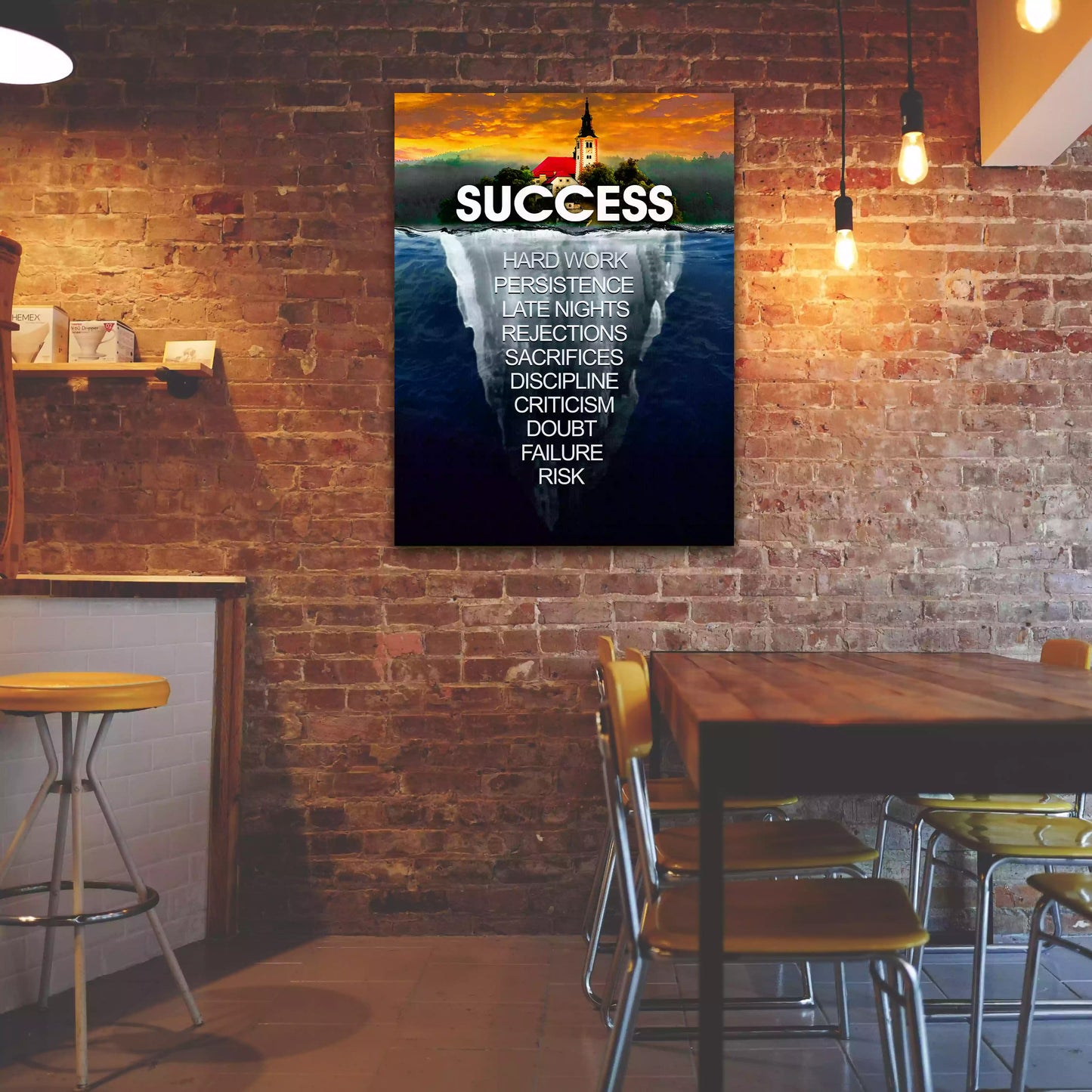Quadro iceberg del successo con messaggio motivazionale e ispirazione
