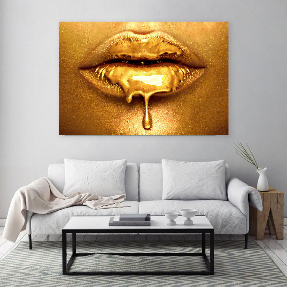 Quadro labbra in stile oro