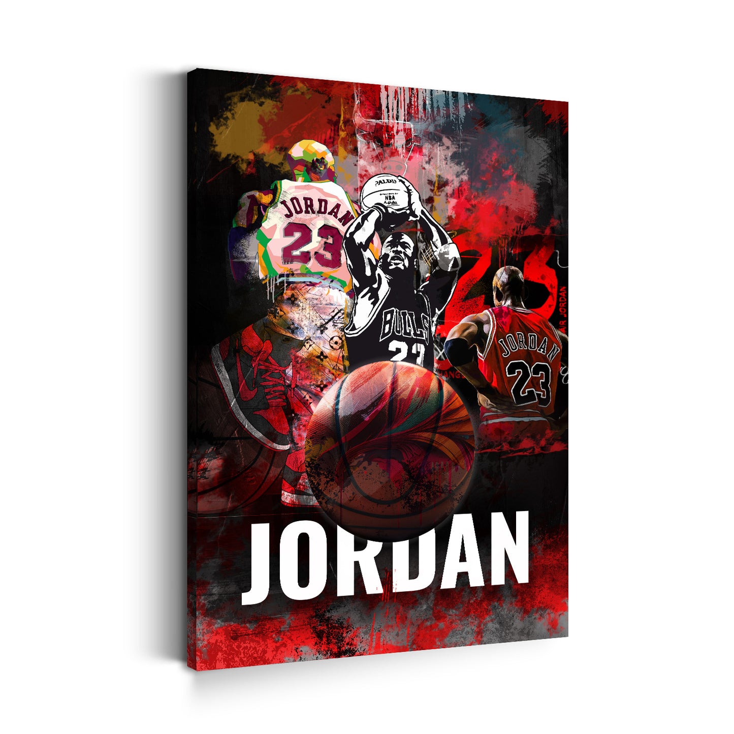 Quadro leggenda del basket Jordan in collage artistico