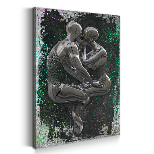 Quadro moderno 2 figure stile metallo colour pop art arte metallica