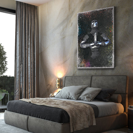 Quadro moderno figura astratta stile metallo pop art arte moderna metallica