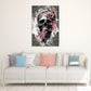 Quadro stampa su tela moderno Abstract Skull Flower Style