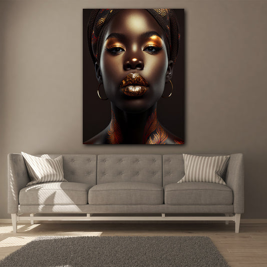 Quadro stampa su tela moderno Beautiful Lips, donna africana