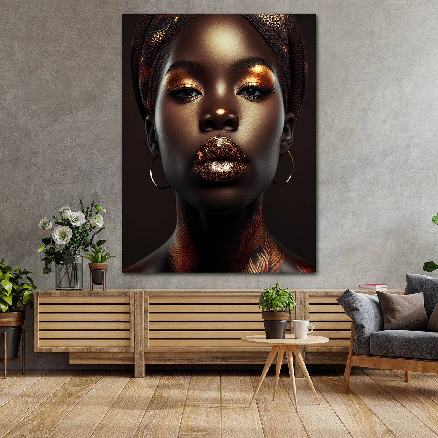 Quadro stampa su tela moderno Beautiful Lips, donna africana