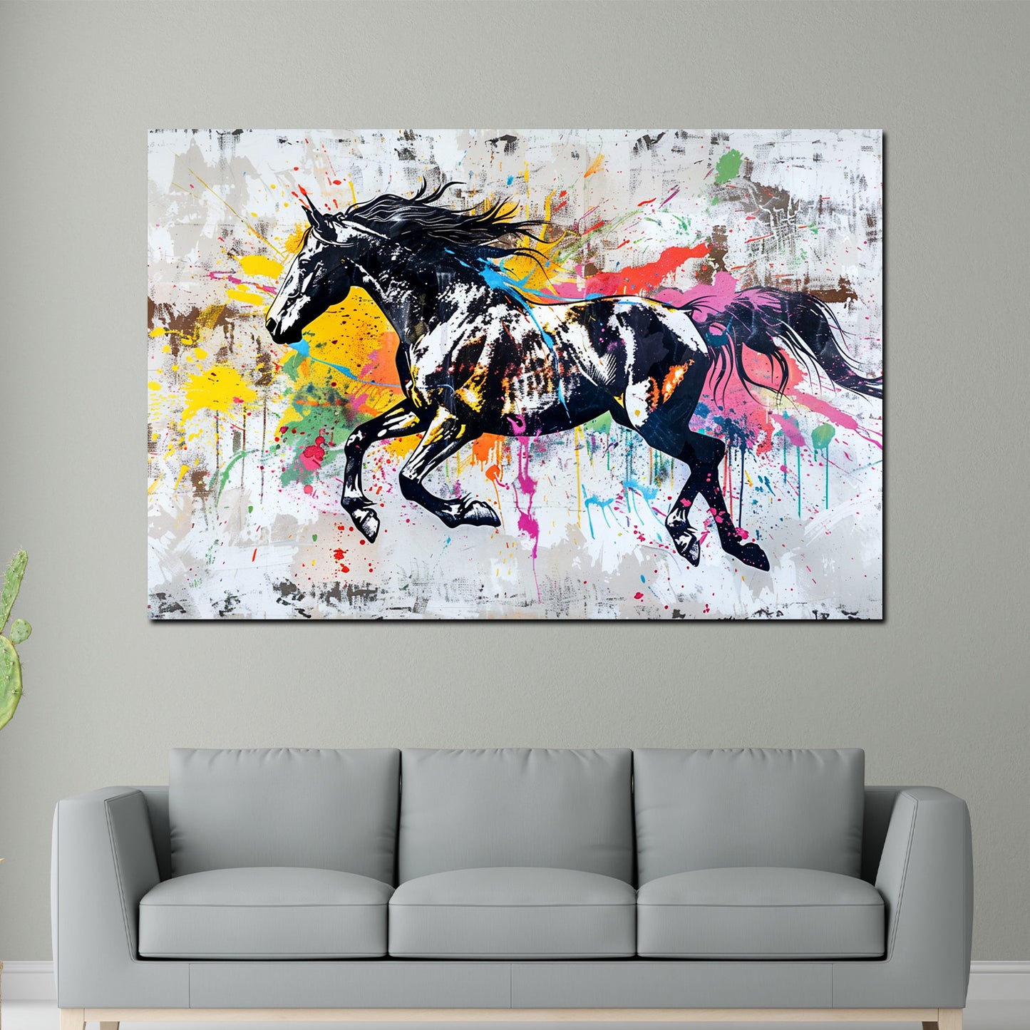 Quadro moderno Cavallo astratto in corsa Colour Splash