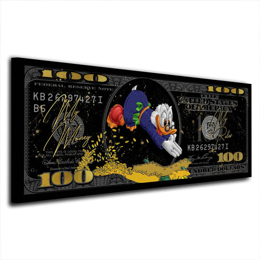 Quadro moderno Comic, Dollar Duck My Money my Rules
