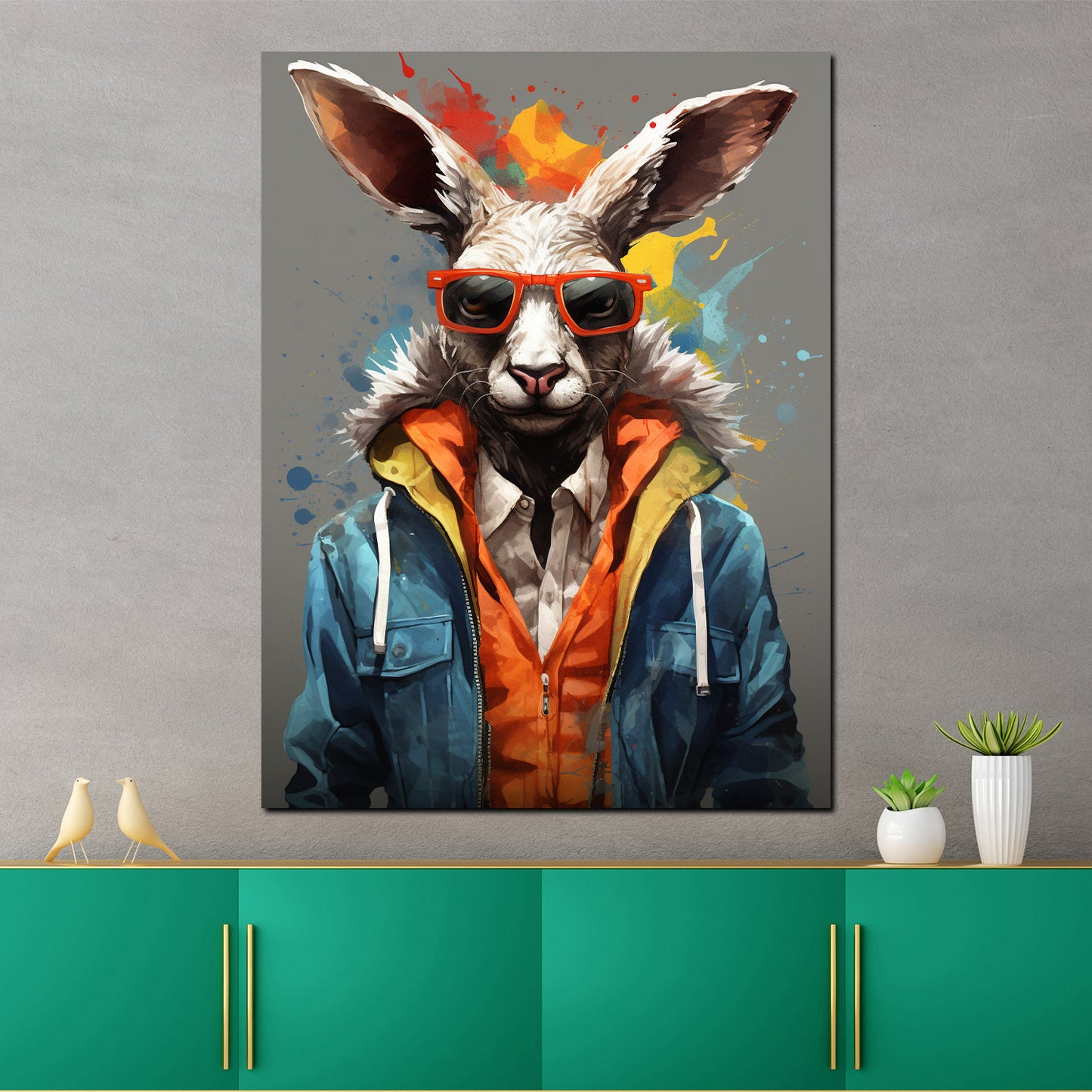 Quadro moderno Coniglietto cool con occhiali da sole Painting Style