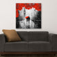 Quadro moderno Coppia con ombrello rosso e alberi rossi
